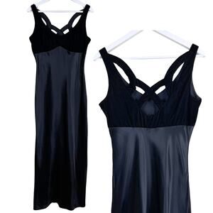 Zum Zum Vintage 90s Women's Black Velvet & Satin Gown Dark Romantic Prom Glam